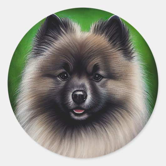 Keeshond Dog in St. Patrick's Day Dress Ronde Sticker (Voorkant)