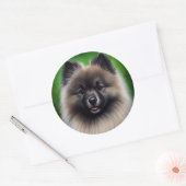 Keeshond Dog in St. Patrick's Day Dress Ronde Sticker (Envelop)