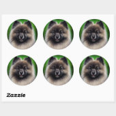 Keeshond Dog in St. Patrick's Day Dress Ronde Sticker (Vel)