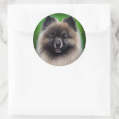 Keeshond Dog in St. Patrick's Day Dress Ronde Sticker (Tas)