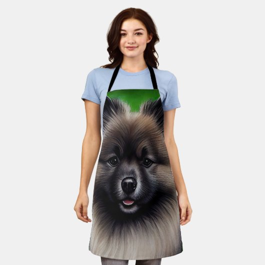 Keeshond Dog in St. Patrick's Day Dress Schort (Gedragen)