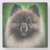 Keeshond Dog in St. Patrick's Day Dress Stenen Onderzetter (Voorkant)