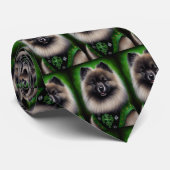 Keeshond Dog in St. Patrick's Day Dress Stropdas (Opgerold)