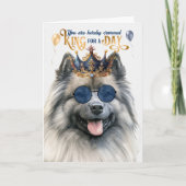Keeshond Dog King voor Dag Grappige Verjaardag Kaart (Voorkant)