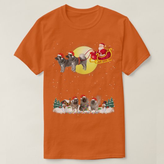 Keeshond Dog Reindeer Lights Kerstmis Lover T T-shirt (Design voorkant)