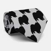 Keeshond Dog Silhouette Stropdas (Opgerold)