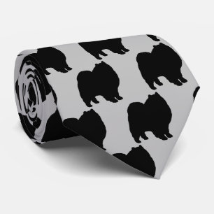 Keeshond Dog Silhouette Stropdas