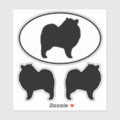 Keeshond Dog Silhouettes Kees Vinyl Sticker Set (Vel)
