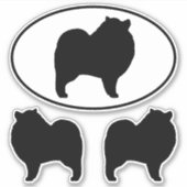 Keeshond Dog Silhouettes Kees Vinyl Sticker Set (Voorkant)