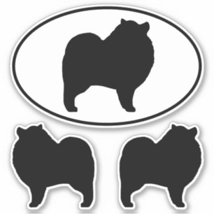 Keeshond Dog Silhouettes Kees Vinyl Sticker Set