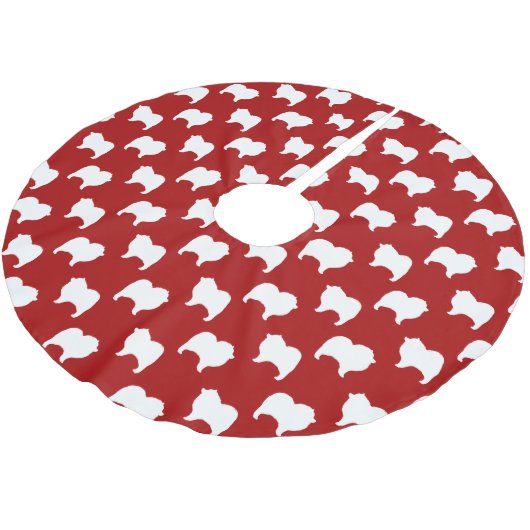 Keeshond Dog Silhouettes Pattern Red en White Kerstboom Rok (Gekanteld)