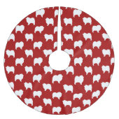 Keeshond Dog Silhouettes Pattern Red en White Kerstboom Rok (Voorkant)