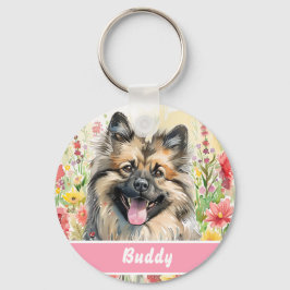 Keeshond Dog Tag – Custom Info Sleutelhanger
