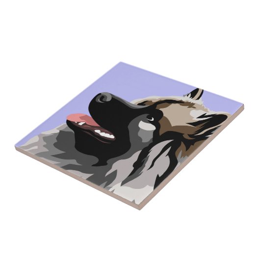 Keeshond Dog Tegeltje (Zijkant)