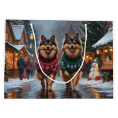 Keeshond Dogs Christmas Snow Holiday Groot Cadeauzakje (Achterkant)