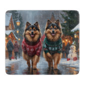 Keeshond Dogs Christmas Snow Holiday Snijplank (Voorkant)