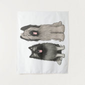 Keeshond en Briard Schattige Cartoon Dogs Wandkleed (Voorkant)