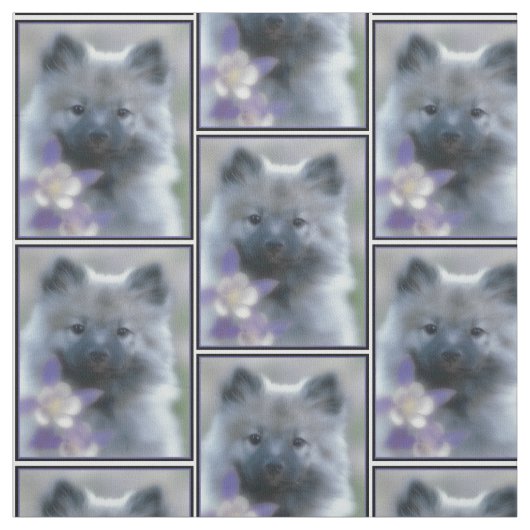 Keeshond en Columbine Stof (Swatch)