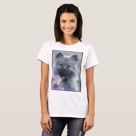Keeshond en Columbine T-shirt (Voorkant volledig)