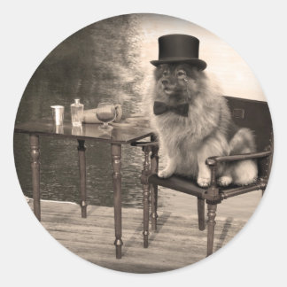 Keeshond Gentleman's Middag Ronde Sticker