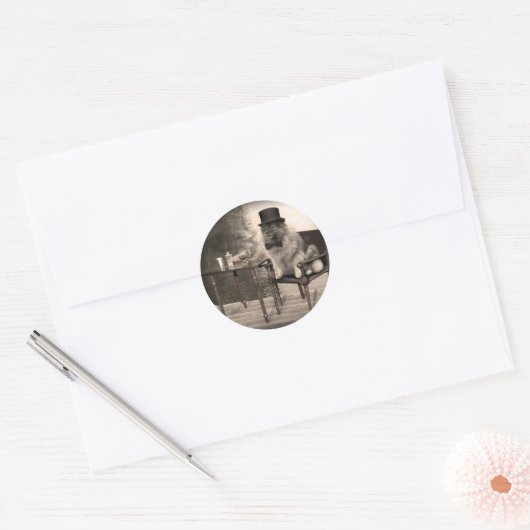 Keeshond Gentleman's Middag Ronde Sticker (Envelop)
