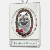 Keeshond Gepersonaliseerde Kerstmis Verzilverd Banner Ornament (Links)