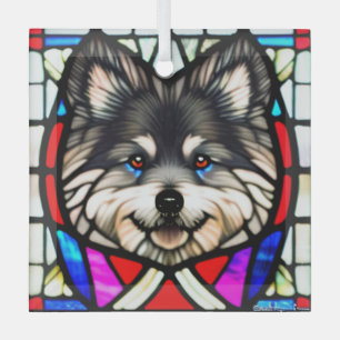 Keeshond "Glas in lood" Glas Ornament