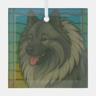 Keeshond "Glas in lood" Glas Ornament