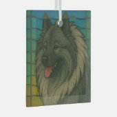 Keeshond "Glas in lood" Glas Ornament (Voorkant Rechts)
