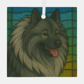 Keeshond "Glas in lood" Glas Ornament (Achterkant)