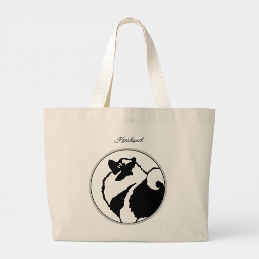 Keeshond Graphic Outline Schattigee originele Pet  Grote Tote Bag (Achterkant)
