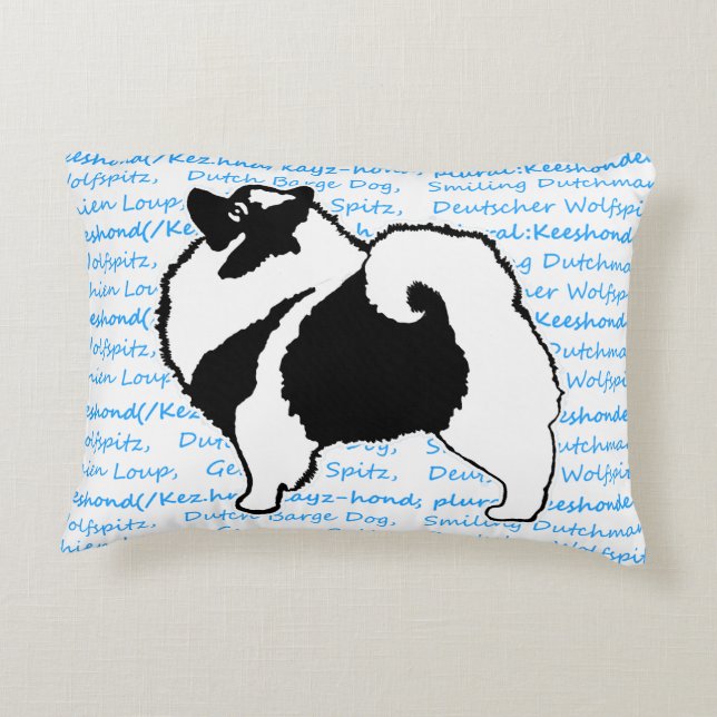 Keeshond Graphics - Cute Original Dog Art Decoratief Kussen (Achterkant)