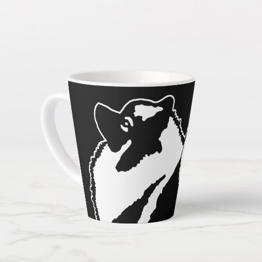 Keeshond Graphics - Cute Original Dog Art Latte Mok (Linkerhoek)