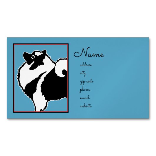 Keeshond Graphics - Cute Original Dog Art Magnetisch Visitekaartje (Voorkant)