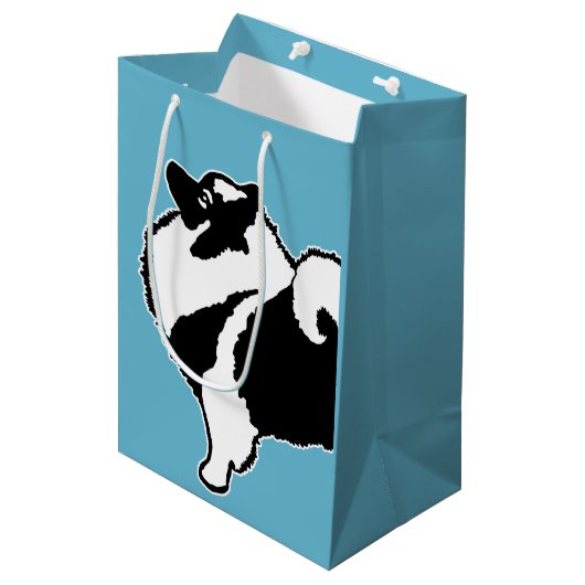 Keeshond Graphics - Cute Original Dog Art Medium Cadeauzakje (Voorkant Gekanteld)