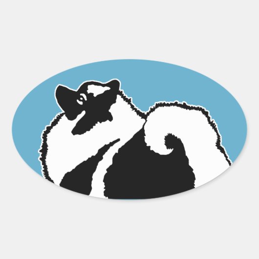 Keeshond Graphics - Cute Original Dog Art Ovale Sticker (Voorkant)