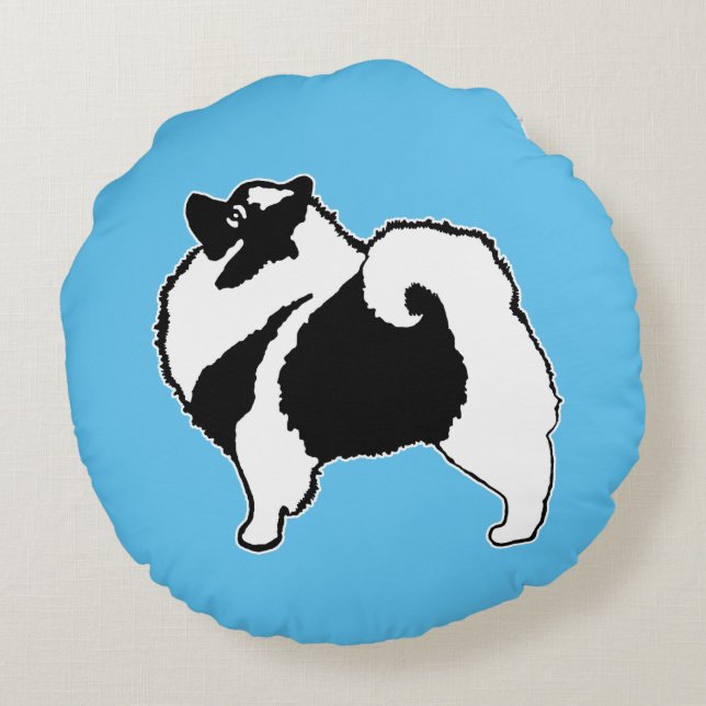 Keeshond Graphics - Cute Original Dog Art Rond Kussen (Achterkant)