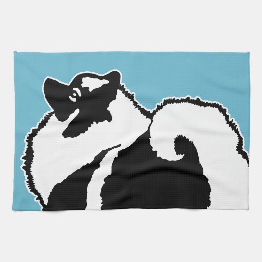 Keeshond Graphics - Cute Original Dog Art Theedoek (Horizontaal)