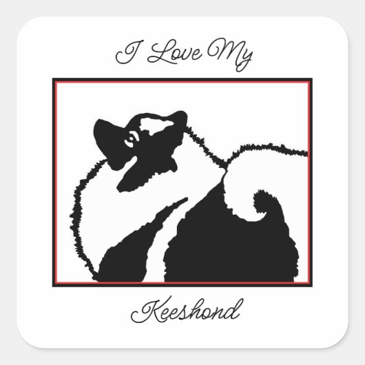 Keeshond Graphics - Cute Original Dog Art Vierkante Sticker (Voorkant)