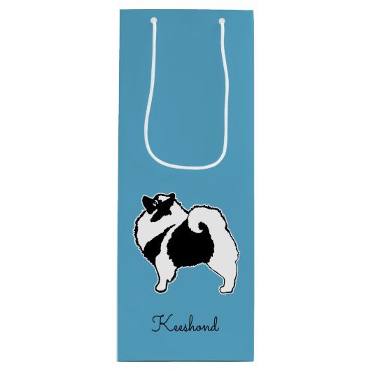 Keeshond Graphics - Cute Original Dog Art Wijn Cadeautas (Voorkant)