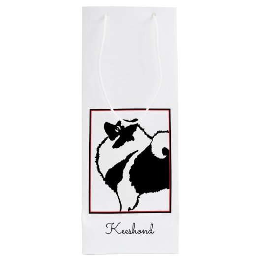 Keeshond Graphics - Cute Original Dog Art Wijn Cadeautas (Achterkant)