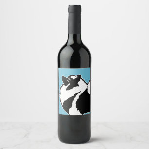 Keeshond Graphics - Cute Original Dog Art Wijn Etiket