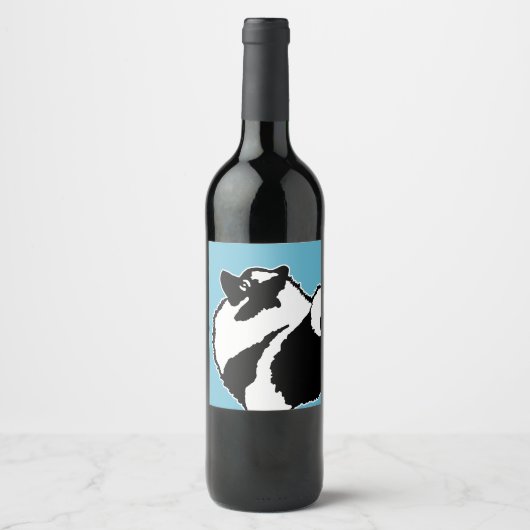 Keeshond Graphics - Cute Original Dog Art Wijn Etiket (Voorkant)