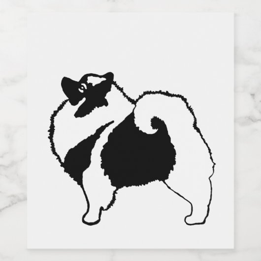 Keeshond Graphics - Cute Original Dog Art Wijn Etiket (Enkel label)