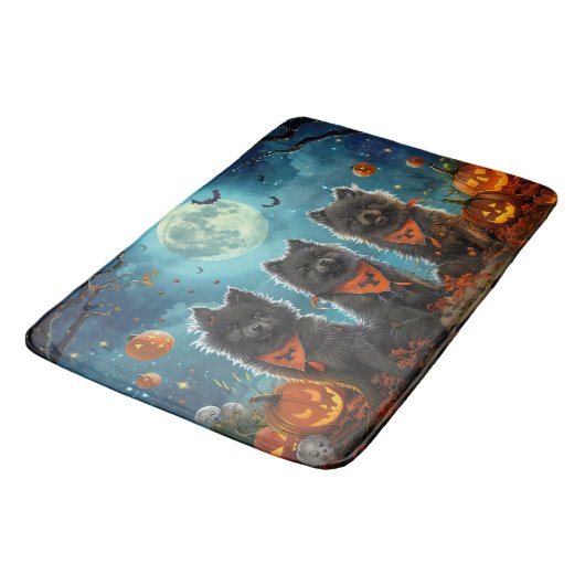 Keeshond Halloween Griezelig Badmat (Gekanteld)