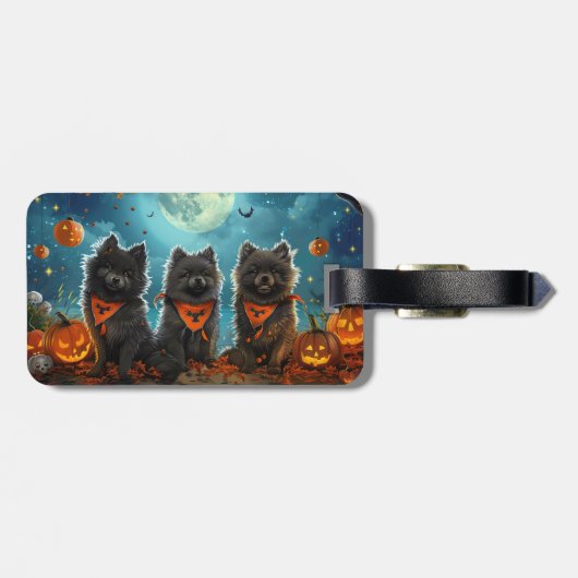 Keeshond Halloween Spooky Bagagelabel (Achterkant horizontaal)