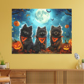 Keeshond Halloween Spooky Canvas Afdruk (Insitu (Woonkamer))