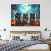 Keeshond Halloween Spooky Canvas Afdruk (Insitu (Slaapkamer))