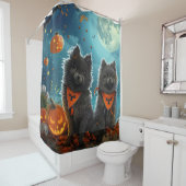 Keeshond Halloween Spooky Douchegordijn (In situ)