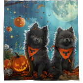 Keeshond Halloween Spooky Douchegordijn (Voorkant)